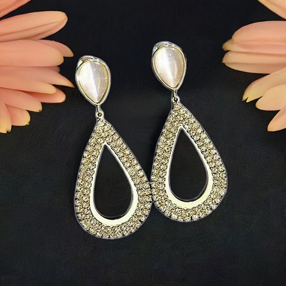 Destiny Ellas Shimmering Hollow Teardrop Dangle Earrings Gift Packaged